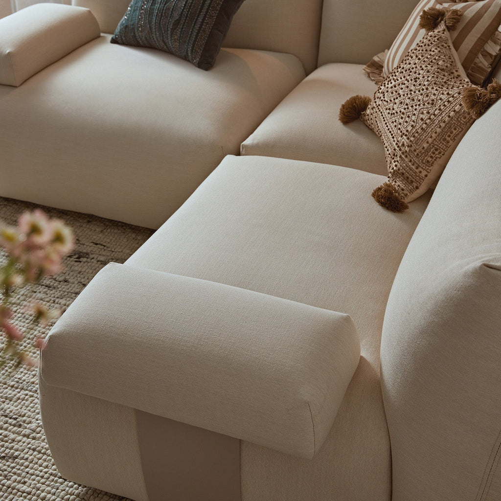 Carlyle Beige Cotton Blend Modular Sofa, Compact Corner Set