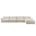 Carlyle Beige Cotton Blend Modular Sofa, 4-Piece Chaise