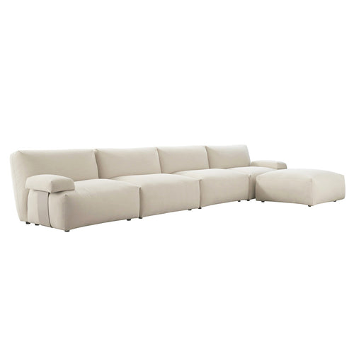 Carlyle Beige Cotton Blend Modular Sofa, 4-Piece Chaise