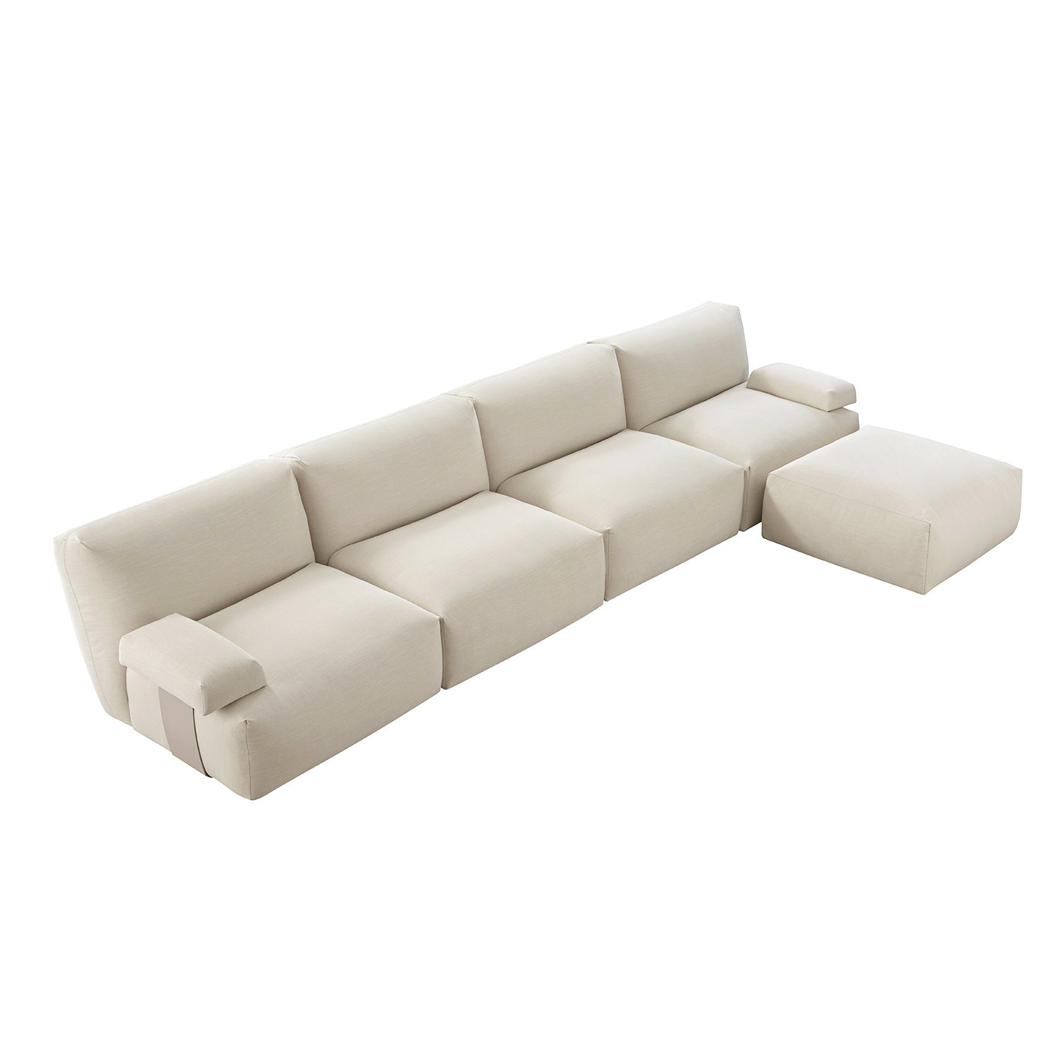 Carlyle Beige Cotton Blend Modular Sofa, 4-Piece Chaise