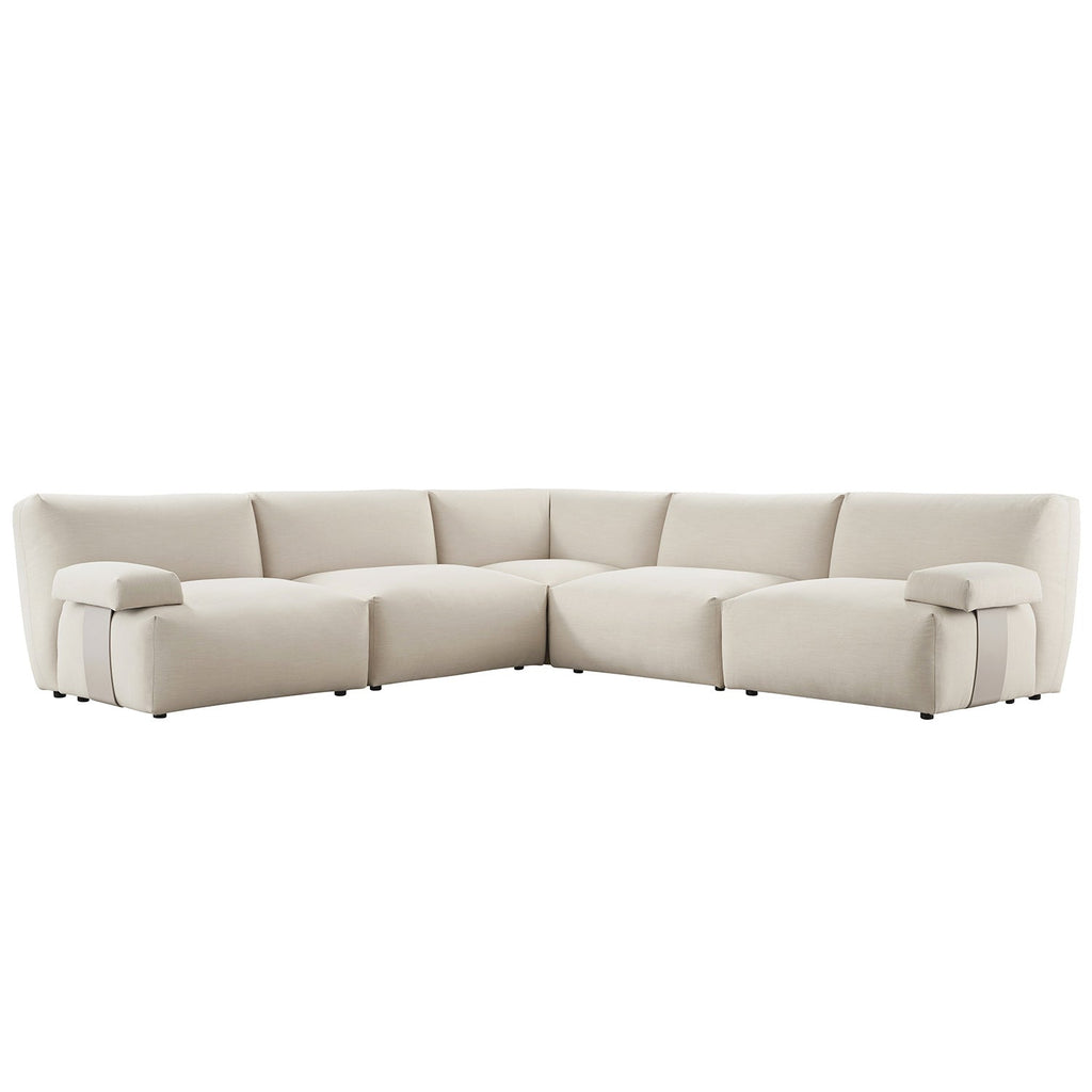 Carlyle Beige Cotton Blend Modular Sofa, Large Corner Set