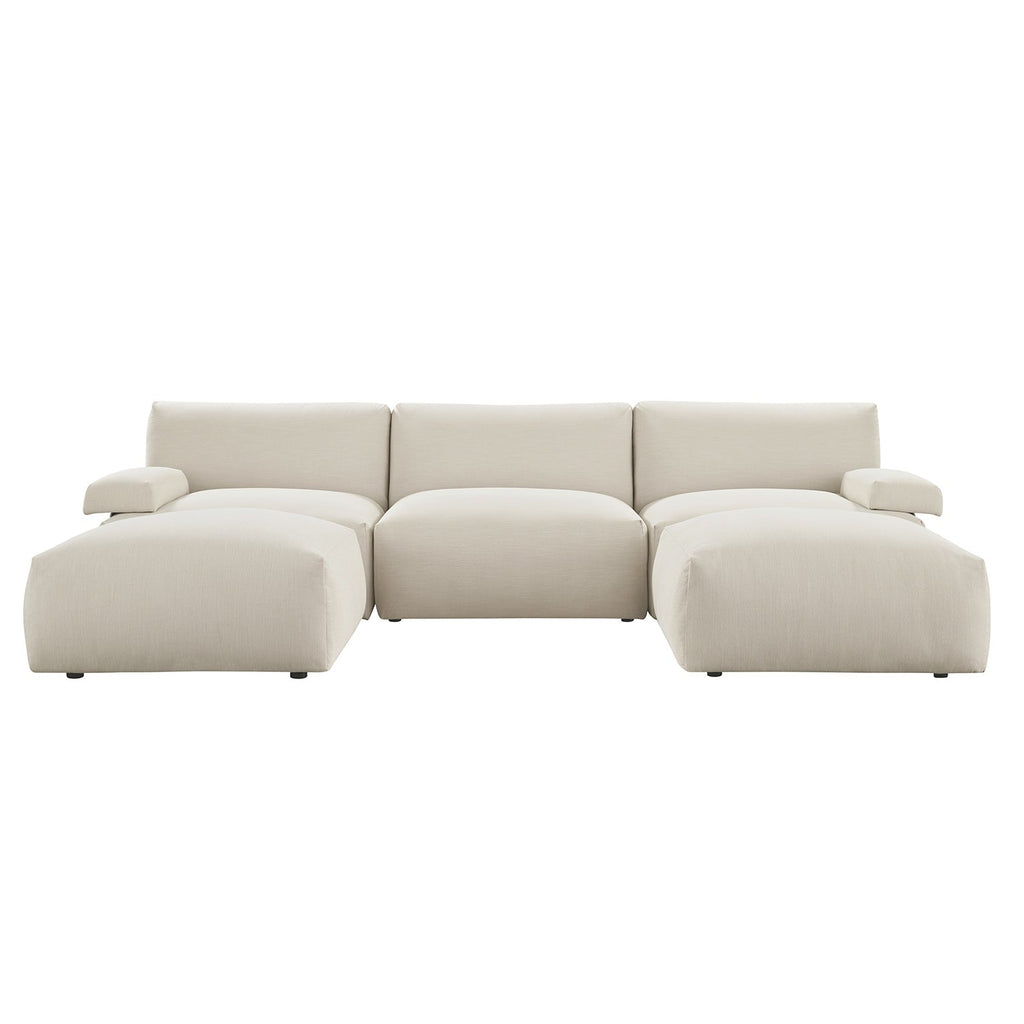 Carlyle Beige Cotton Blend Modular Sofa, 5-Piece U-Shape Set