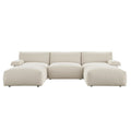 Carlyle Beige Cotton Blend Modular Sofa, 5-Piece U-Shape Set