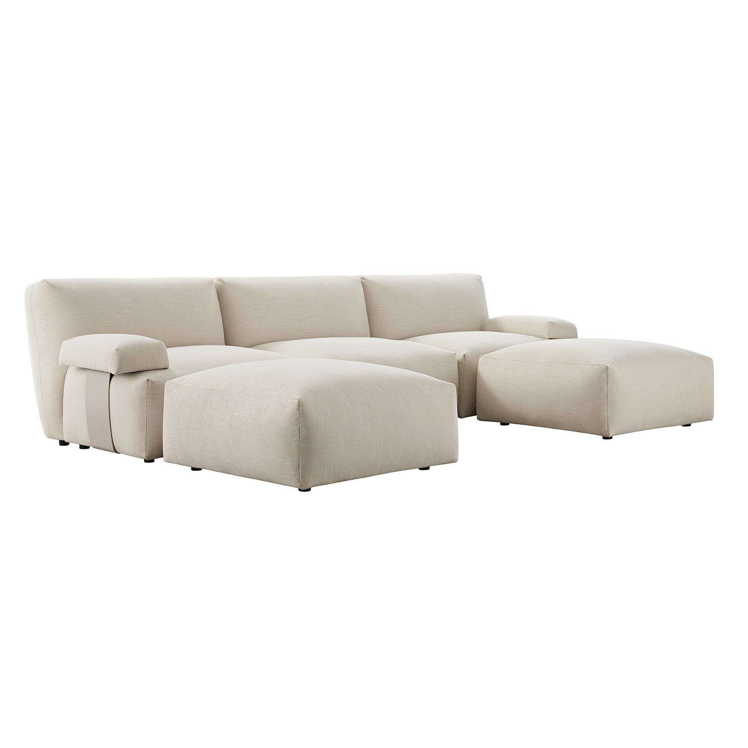 Carlyle Beige Cotton Blend Modular Sofa, 5-Piece U-Shape Set