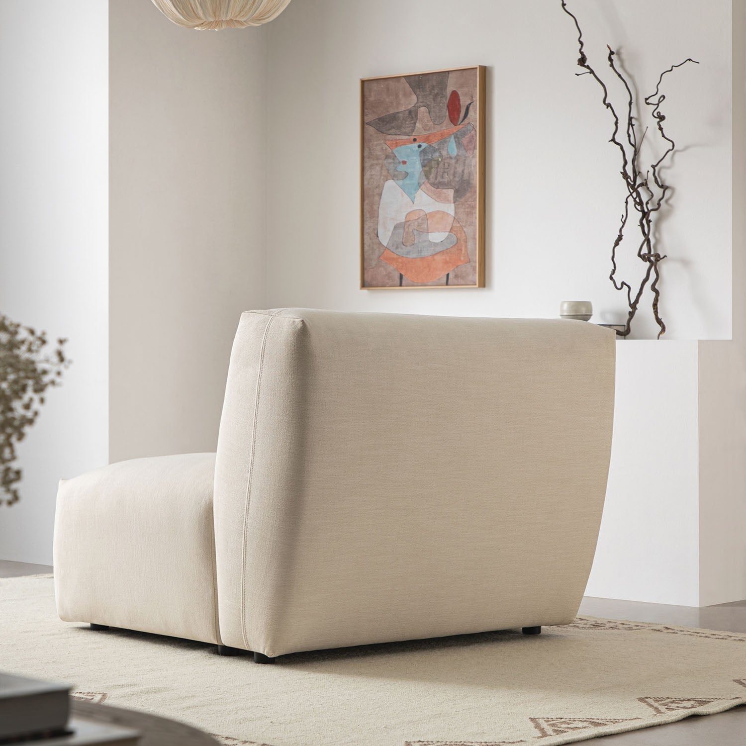 Carlyle Beige Cotton Blend Modular Sofa, Armless Seat