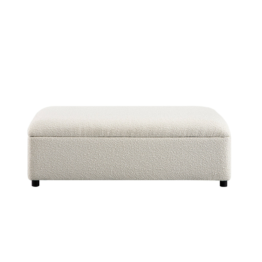 Magda Fold-Out Small Double Bed in an Ottoman, Beige Boucle