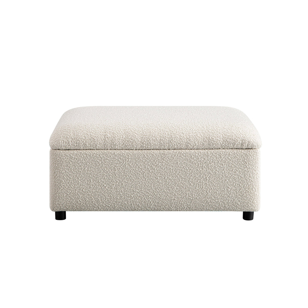 Magda Fold-Out Single Bed in an Ottoman, Beige Boucle