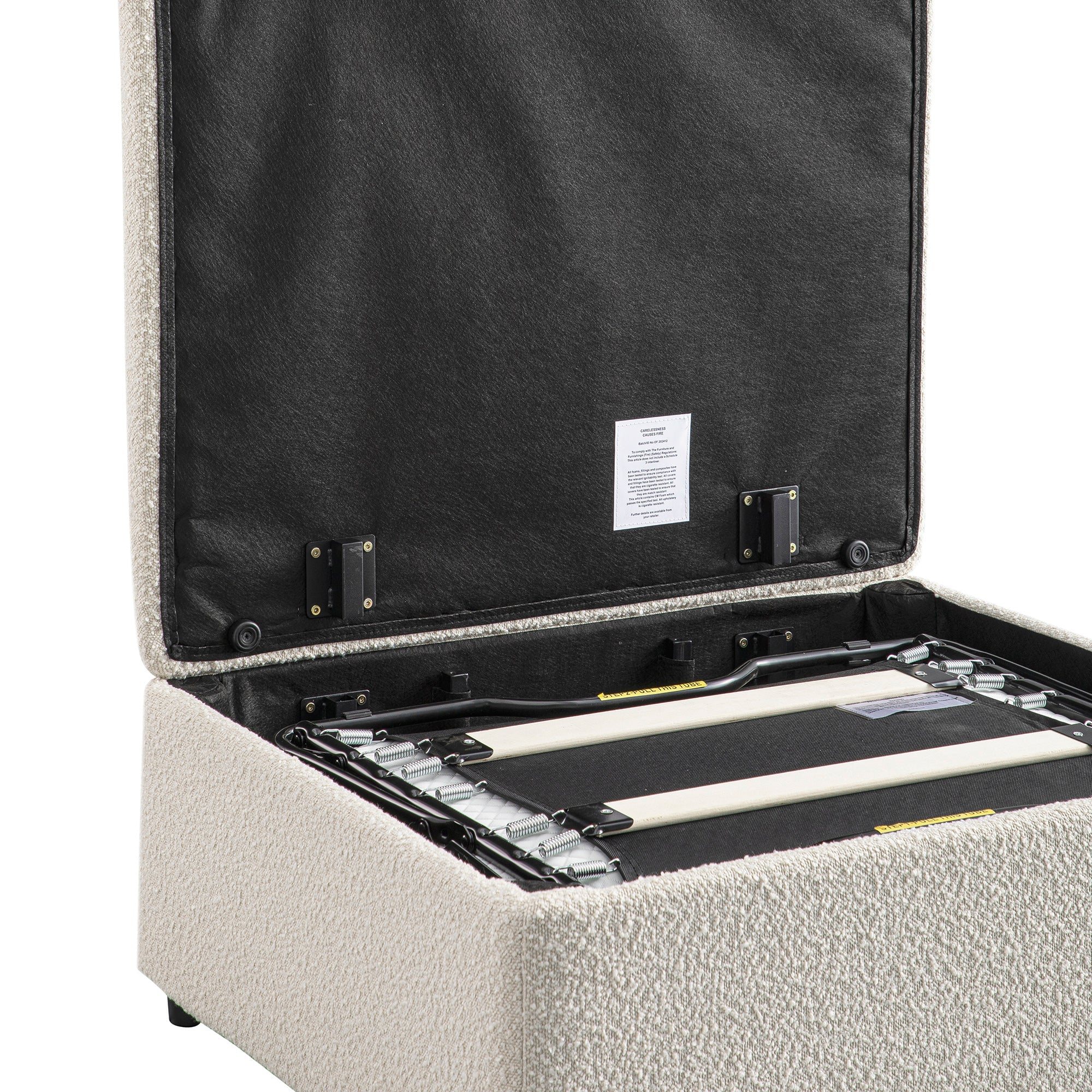 Magda Fold-Out Single Bed in an Ottoman, Beige Boucle