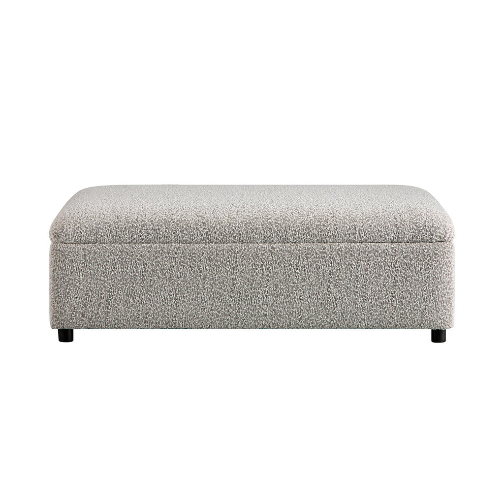 Magda Fold-Out Small Double Bed in an Ottoman, Mist Grey Boucle