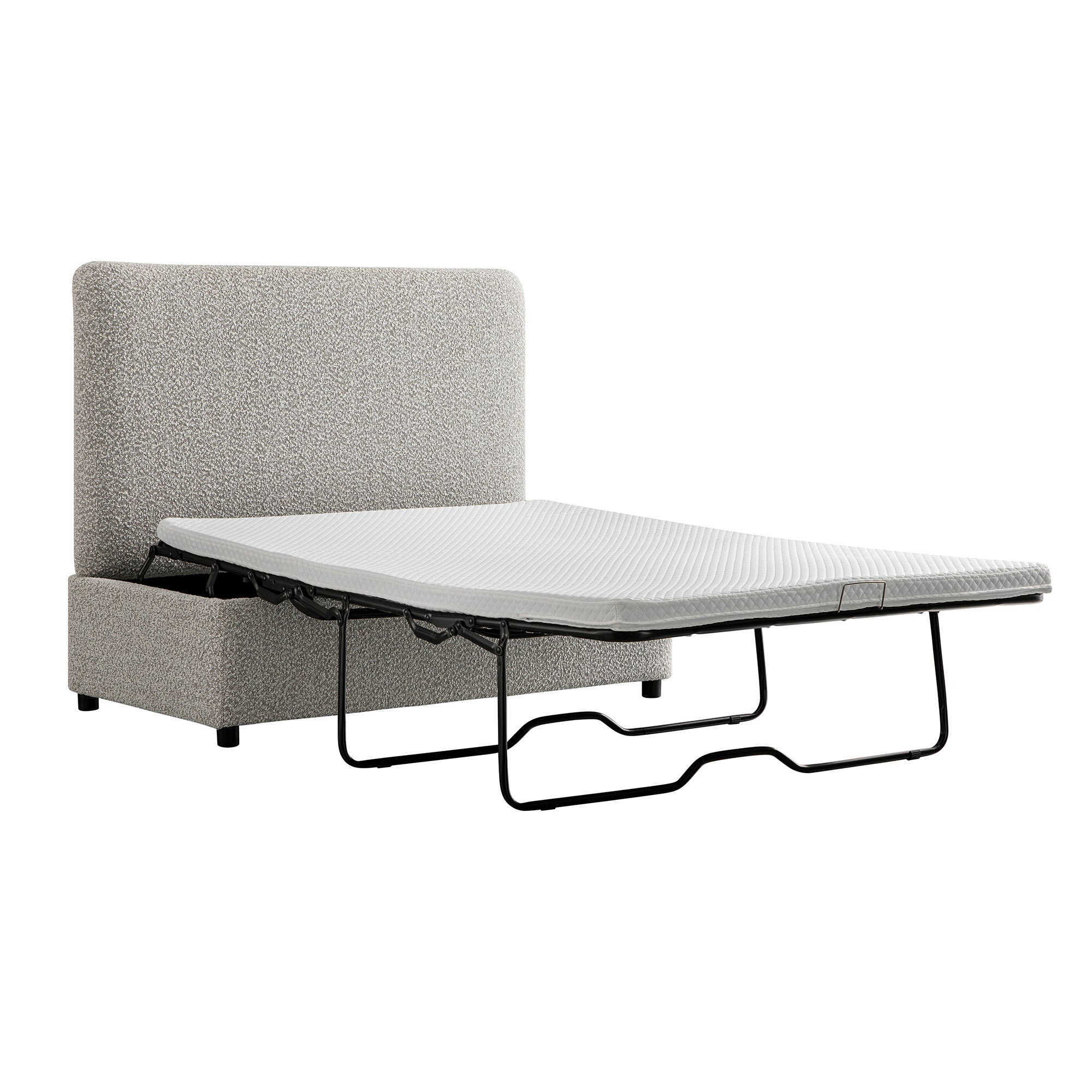 Magda Fold-Out Small Double Bed in an Ottoman, Mist Grey Boucle