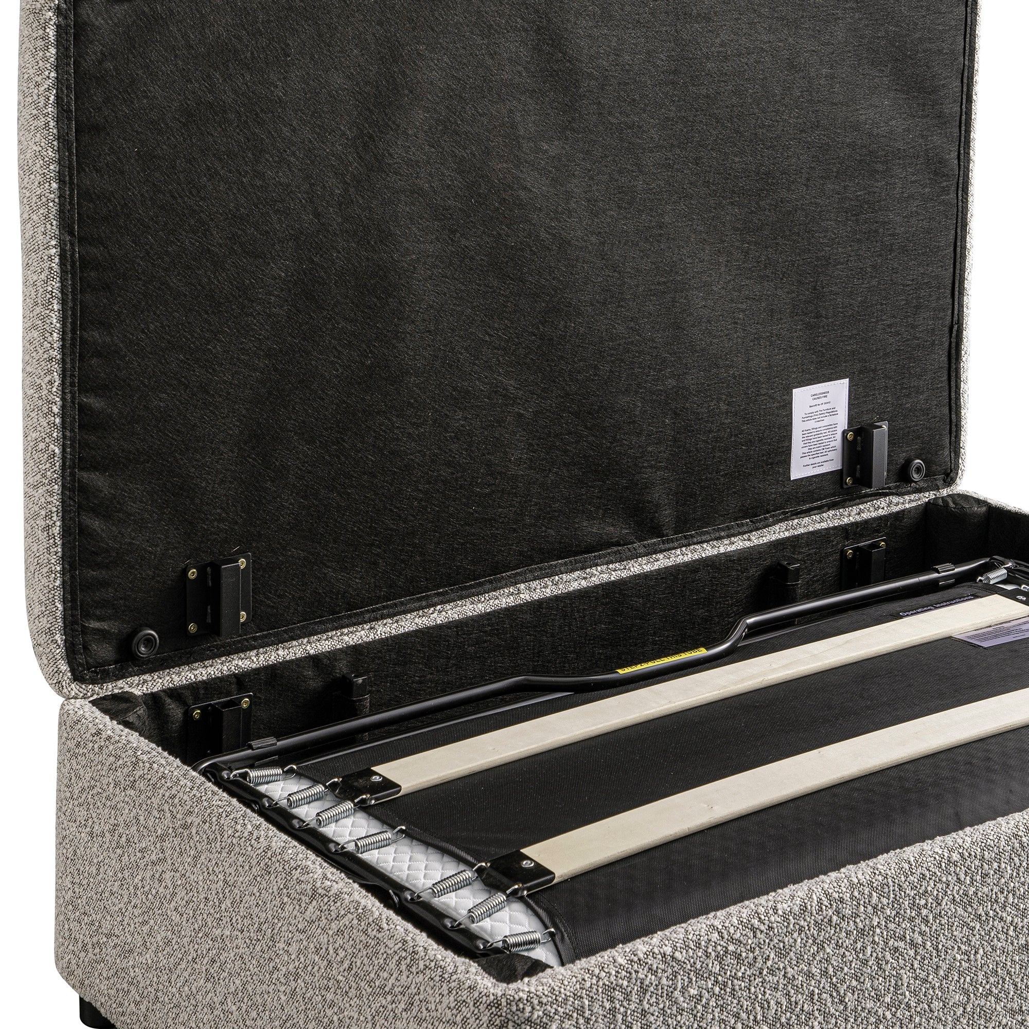 Magda Fold-Out Small Double Bed in an Ottoman, Mist Grey Boucle