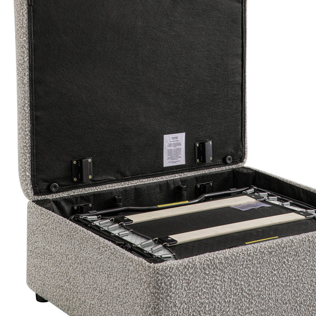 Magda Fold-Out Single Bed in an Ottoman, Mist Grey Boucle