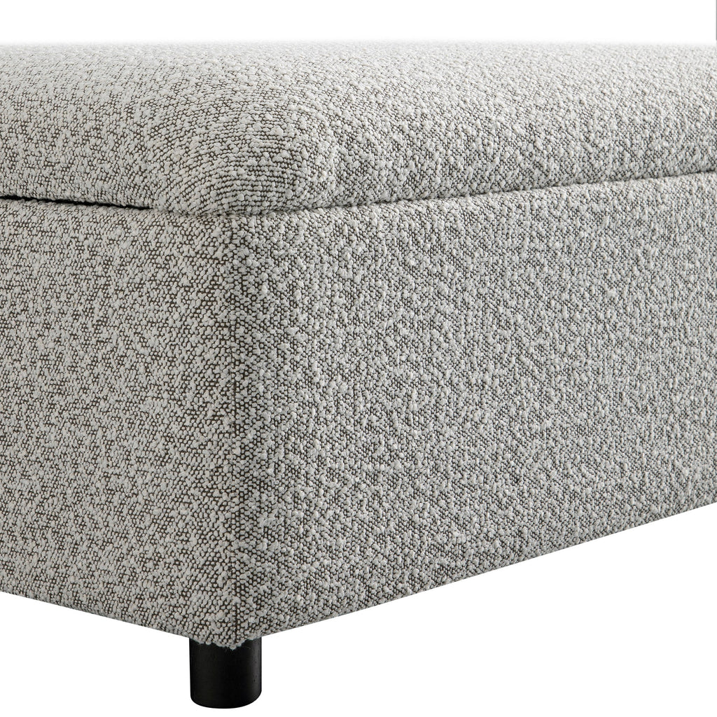 Magda Fold-Out Single Bed in an Ottoman, Mist Grey Boucle