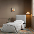 Magda Fold-Out Single Bed in an Ottoman, Mist Grey Boucle
