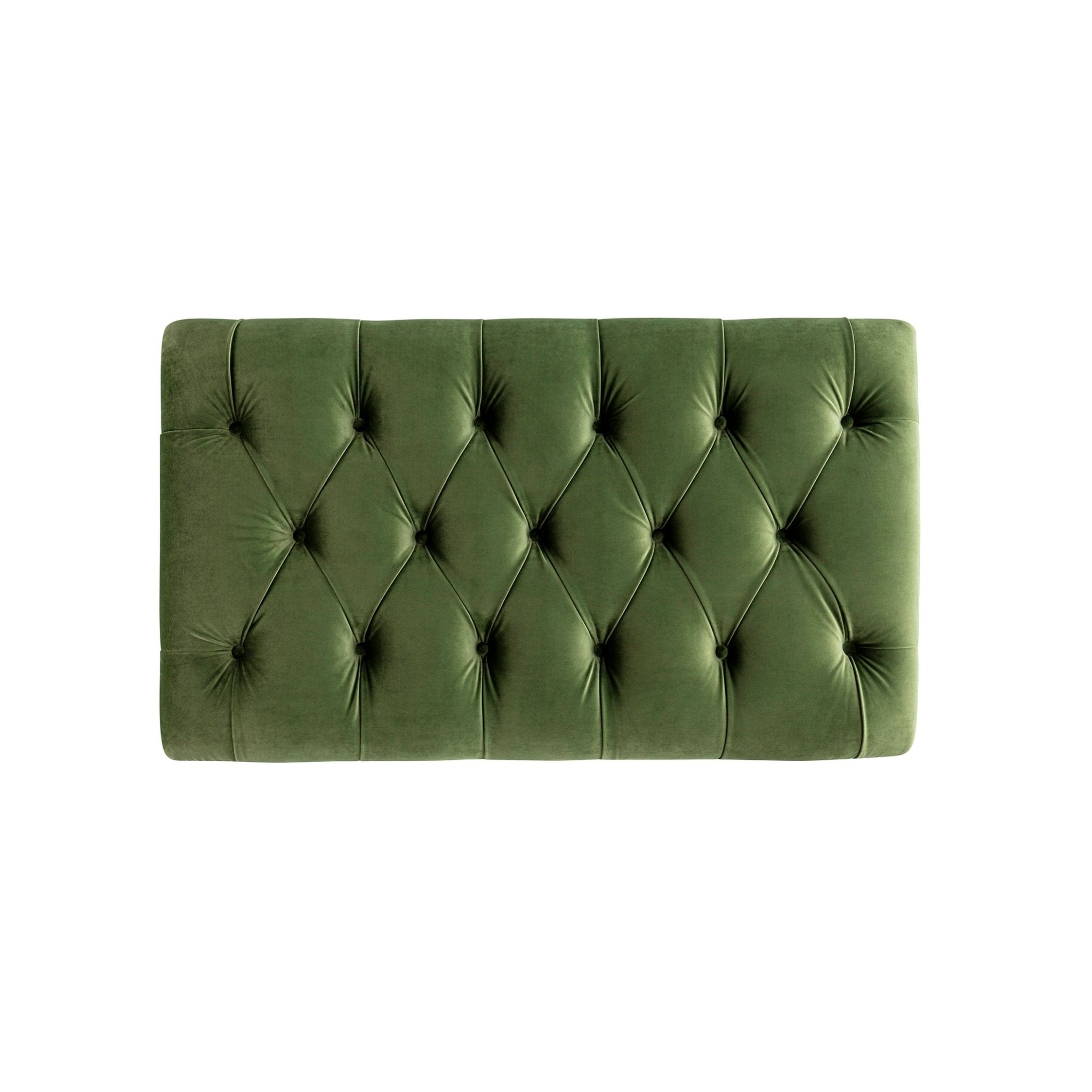 Portland Small Double Buttoned Fold-Out Bed in Ottoman, Moss Green Velvet