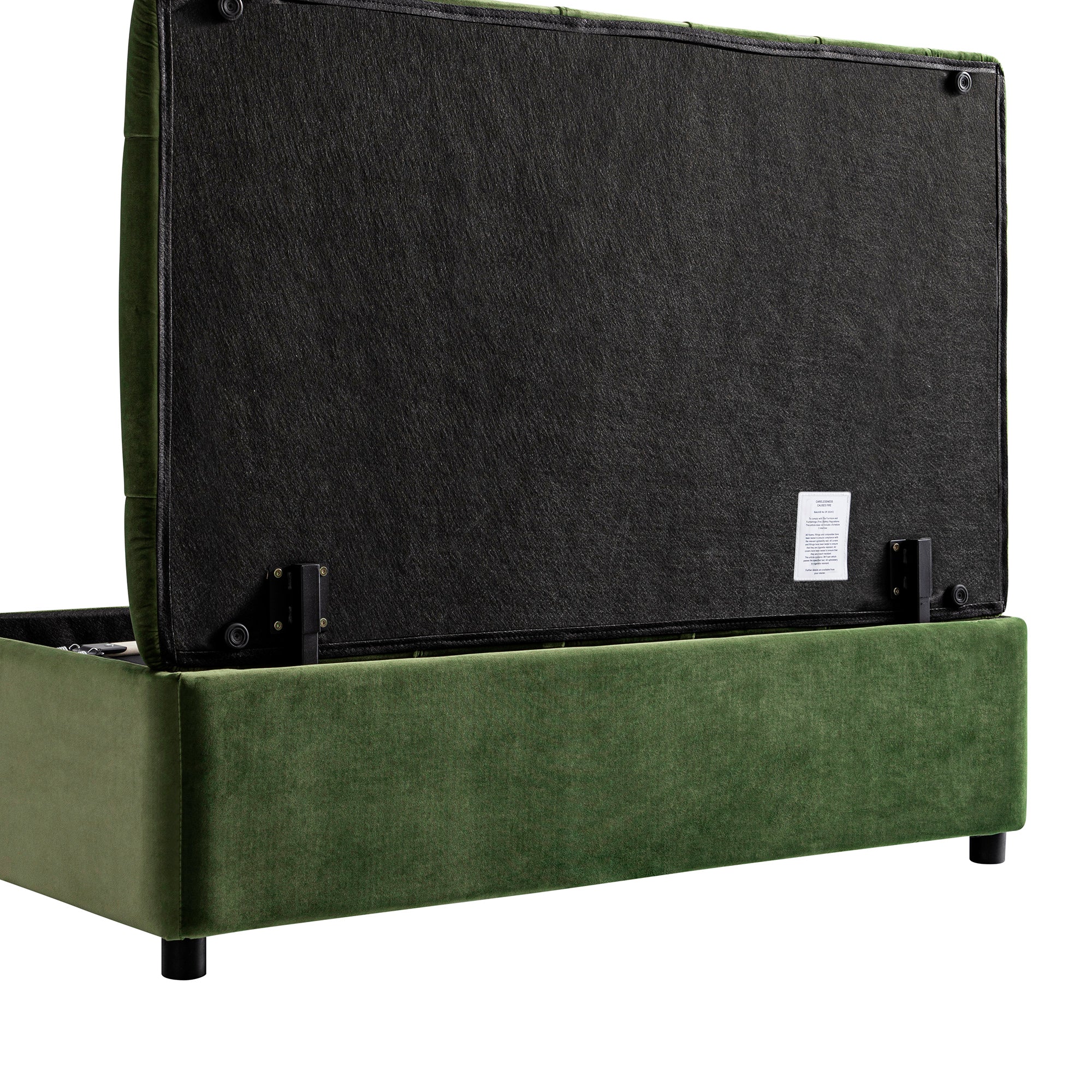 Portland Small Double Buttoned Fold-Out Bed in Ottoman, Moss Green Velvet