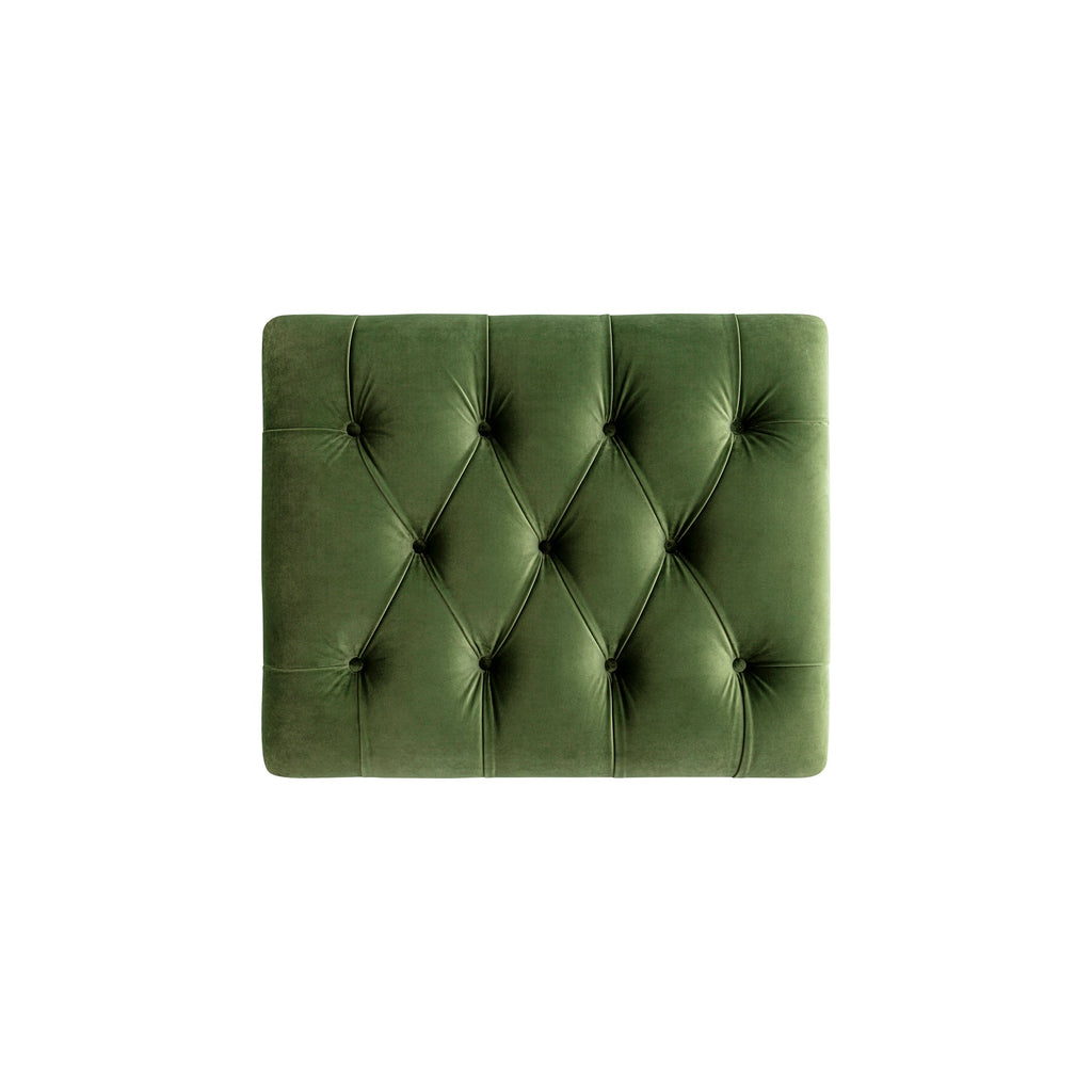Portland Single Buttoned Fold-Out Bed in Ottoman, Moss Green Velvet
