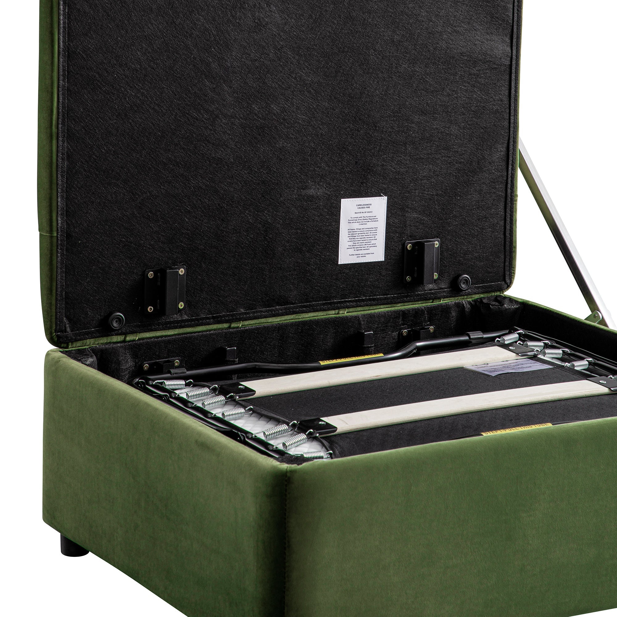 Portland Single Buttoned Fold-Out Bed in Ottoman, Moss Green Velvet