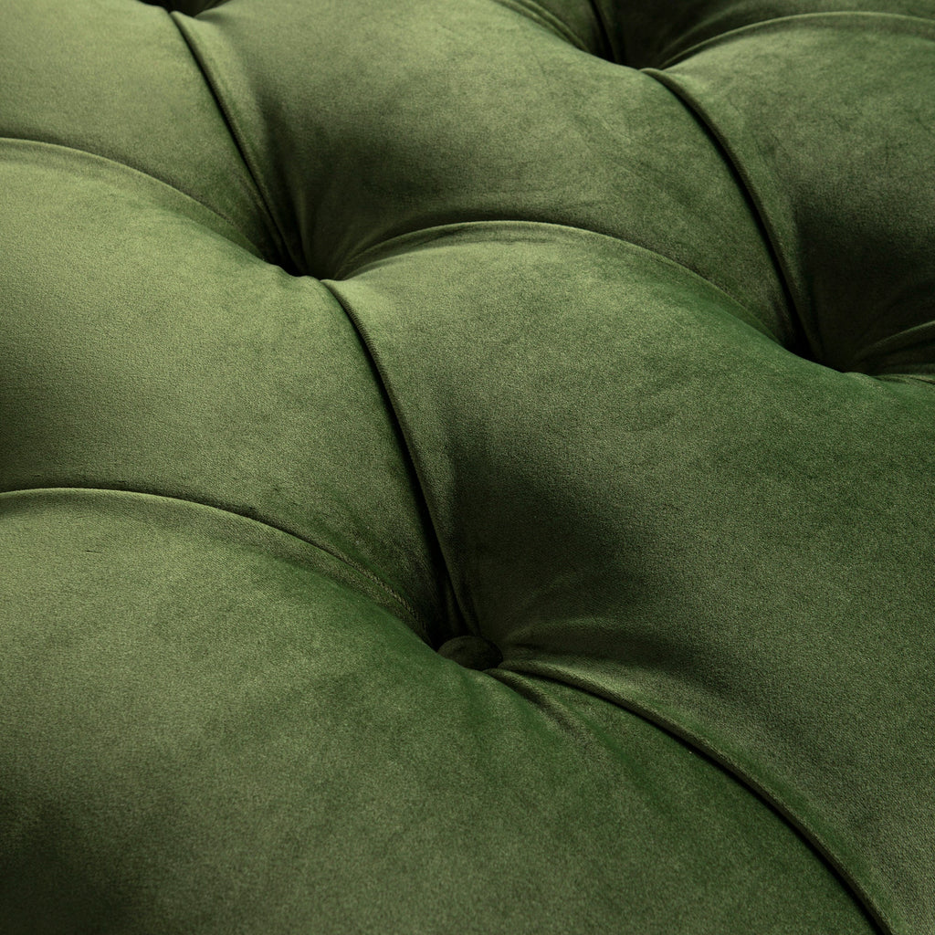 Portland Single Buttoned Fold-Out Bed in Ottoman, Moss Green Velvet