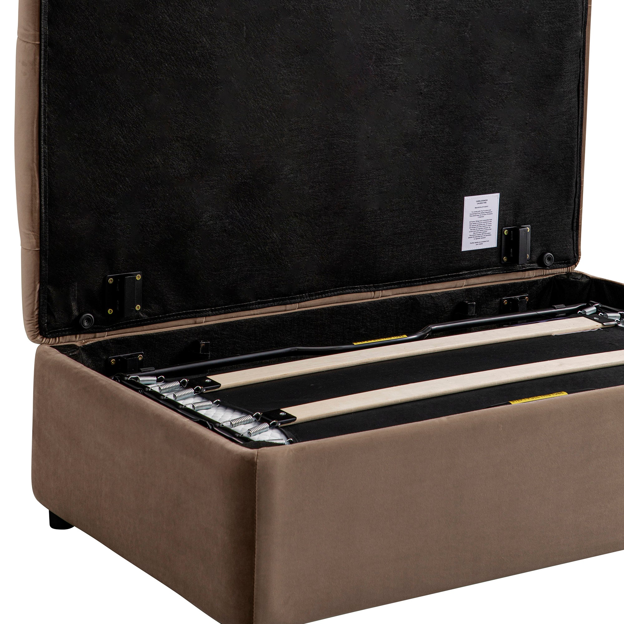 Portland Small Double Buttoned Fold-Out Bed in Ottoman, Mink Velvet