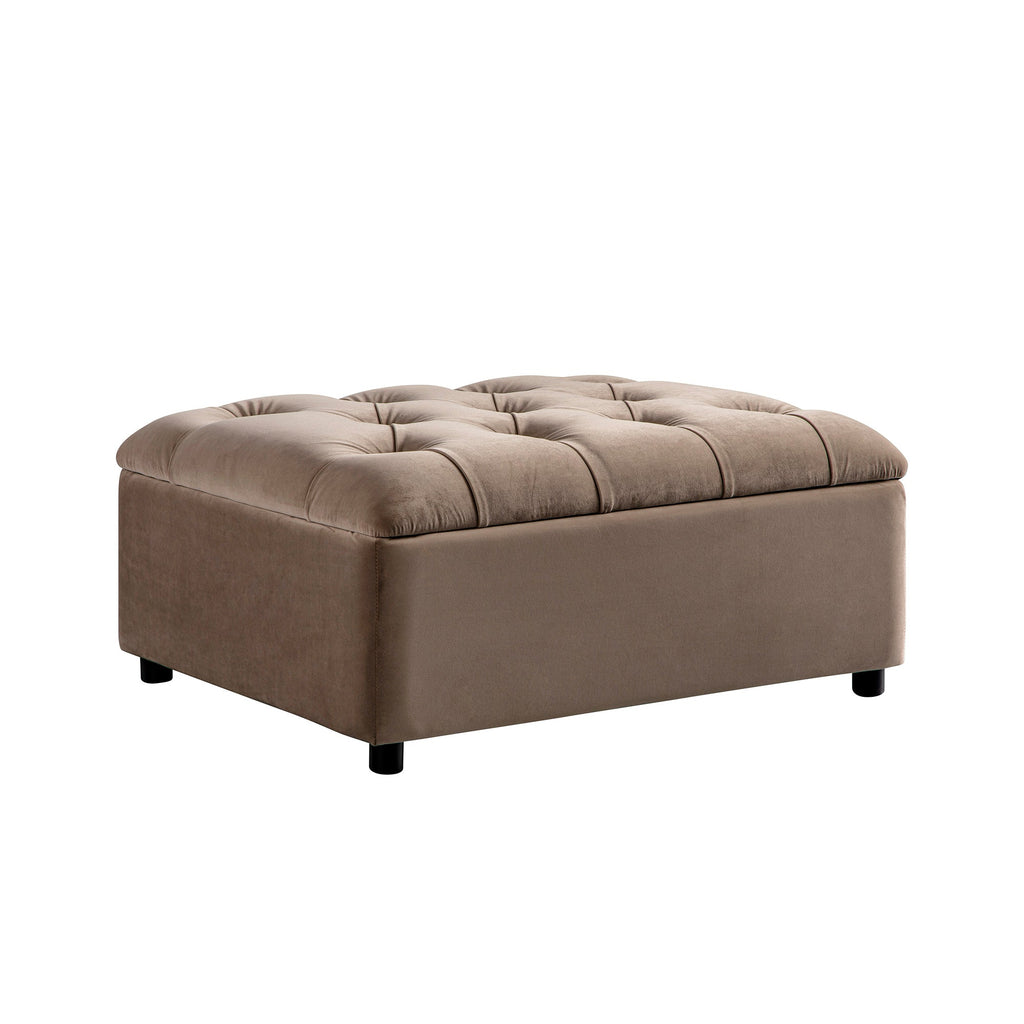 Portland Single Buttoned Fold-Out Bed in Ottoman, Mink Velvet