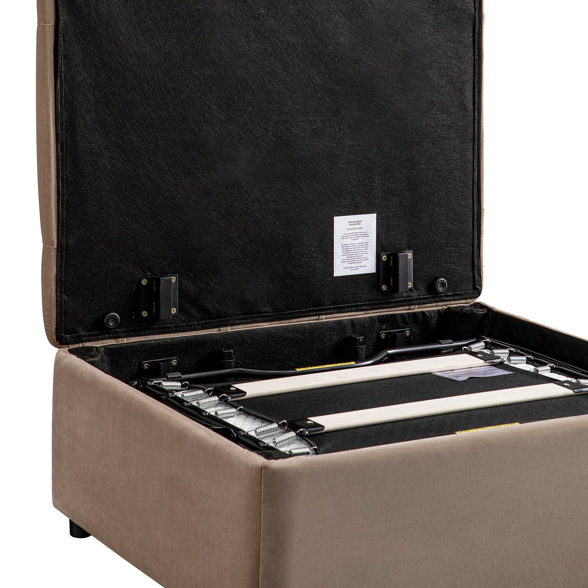 Portland Single Buttoned Fold-Out Bed in Ottoman, Mink Velvet