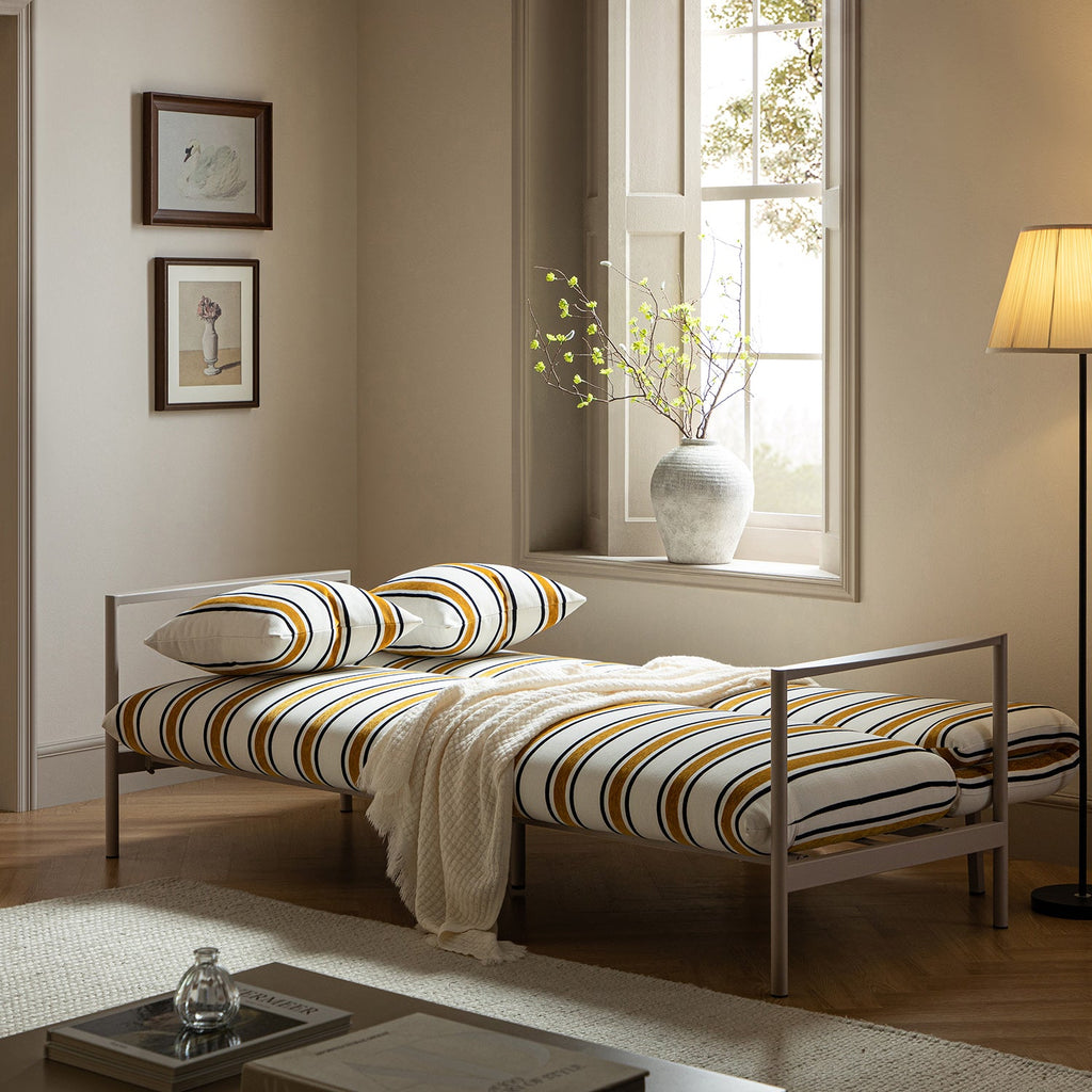 Linea Three Seater Sofa Bed, Amber Striped Chenille