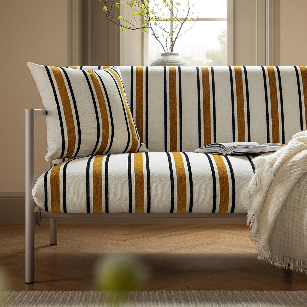Linea Three Seater Sofa Bed, Amber Striped Chenille