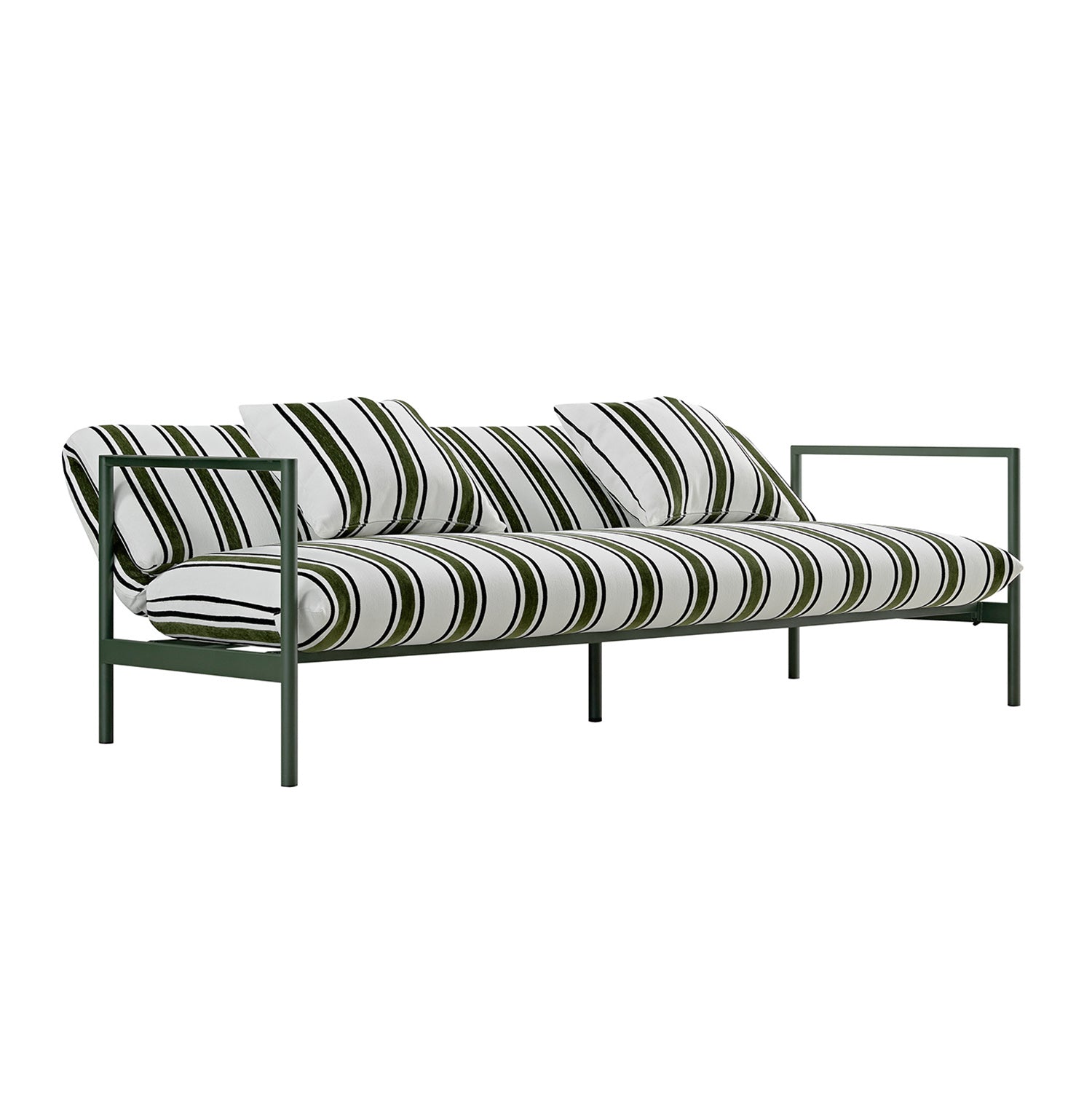 Linea Three Seater Sofa Bed, Forest Green Striped Chenille
