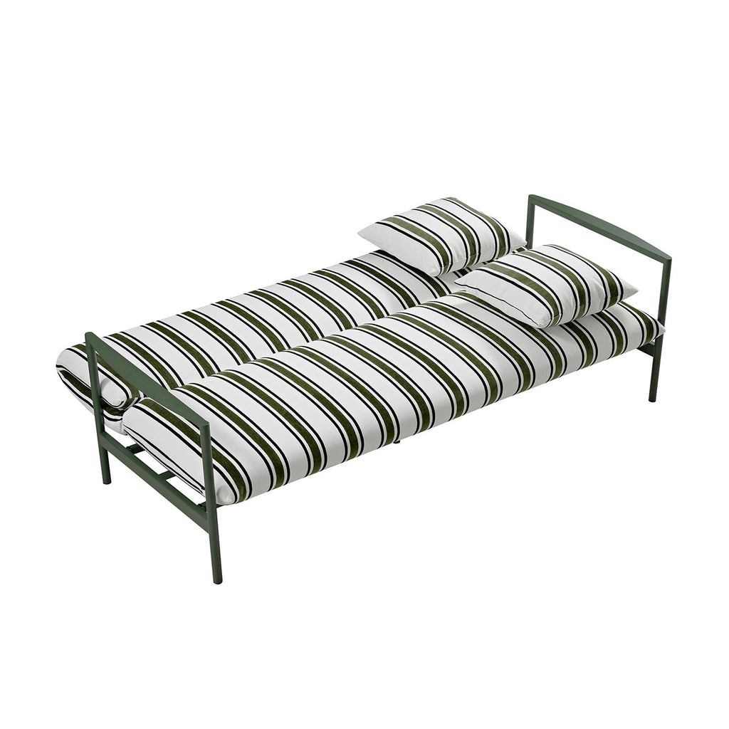 Linea Three Seater Sofa Bed, Forest Green Striped Chenille