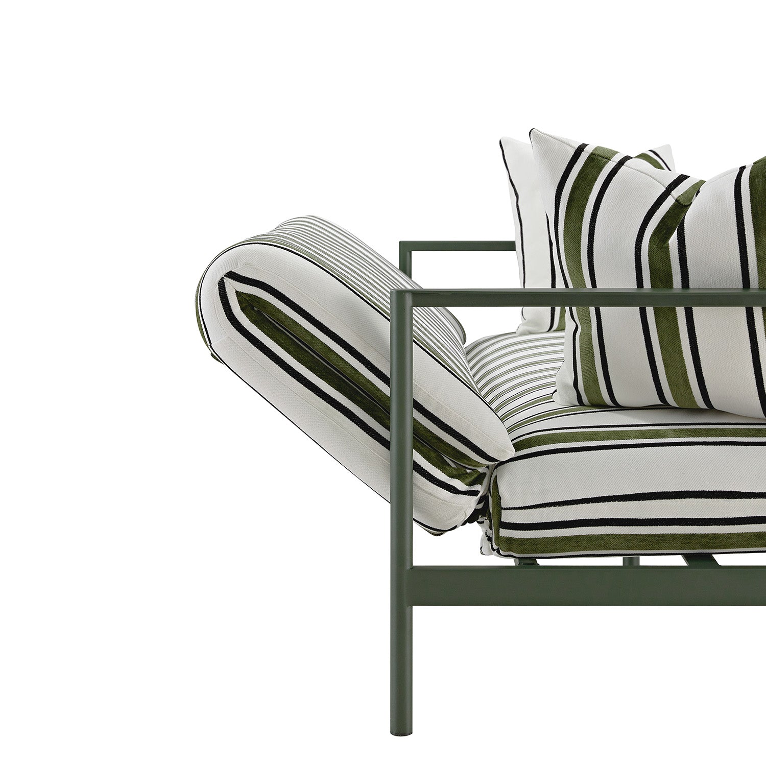 Linea Three Seater Sofa Bed, Forest Green Striped Chenille