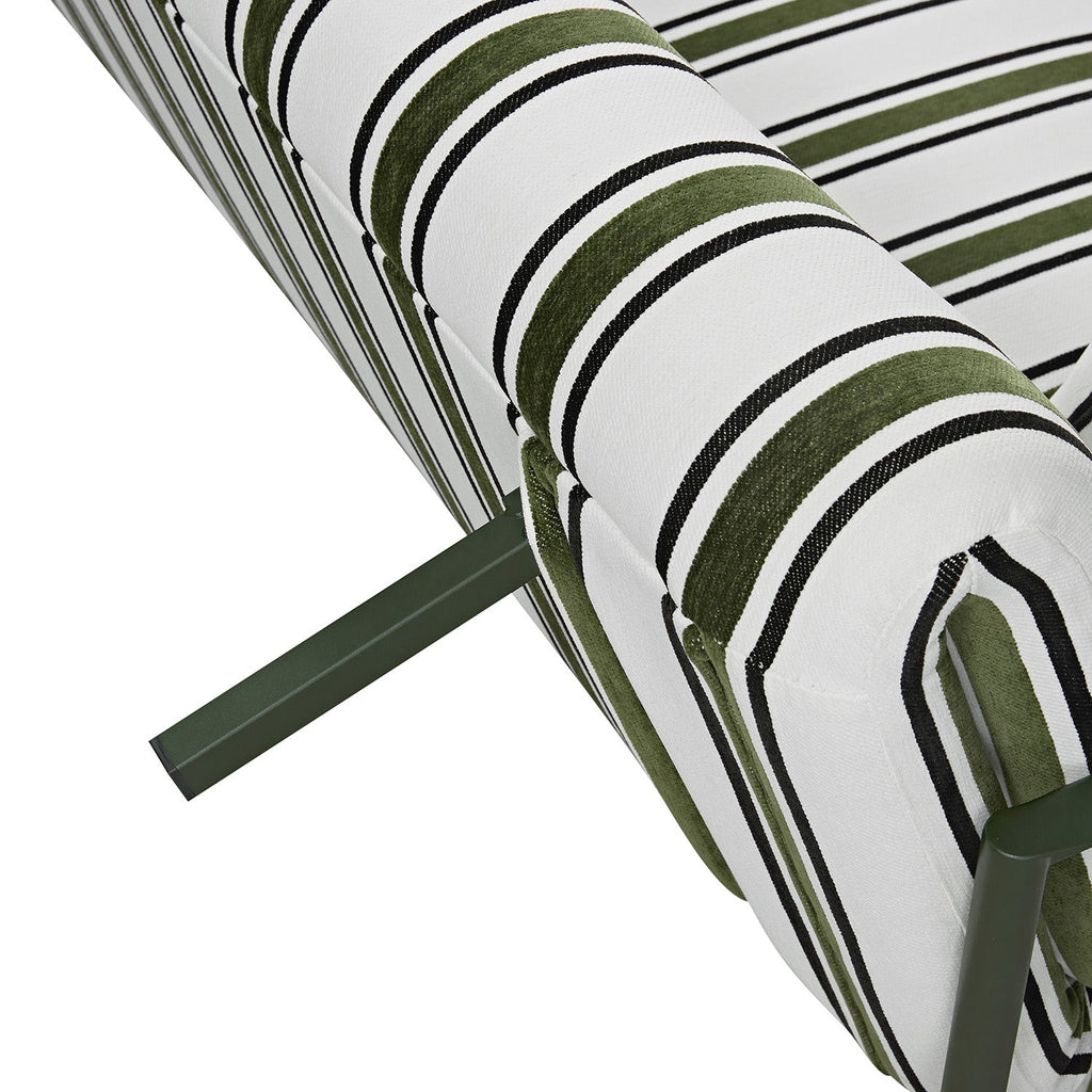 Linea Three Seater Sofa Bed, Forest Green Striped Chenille