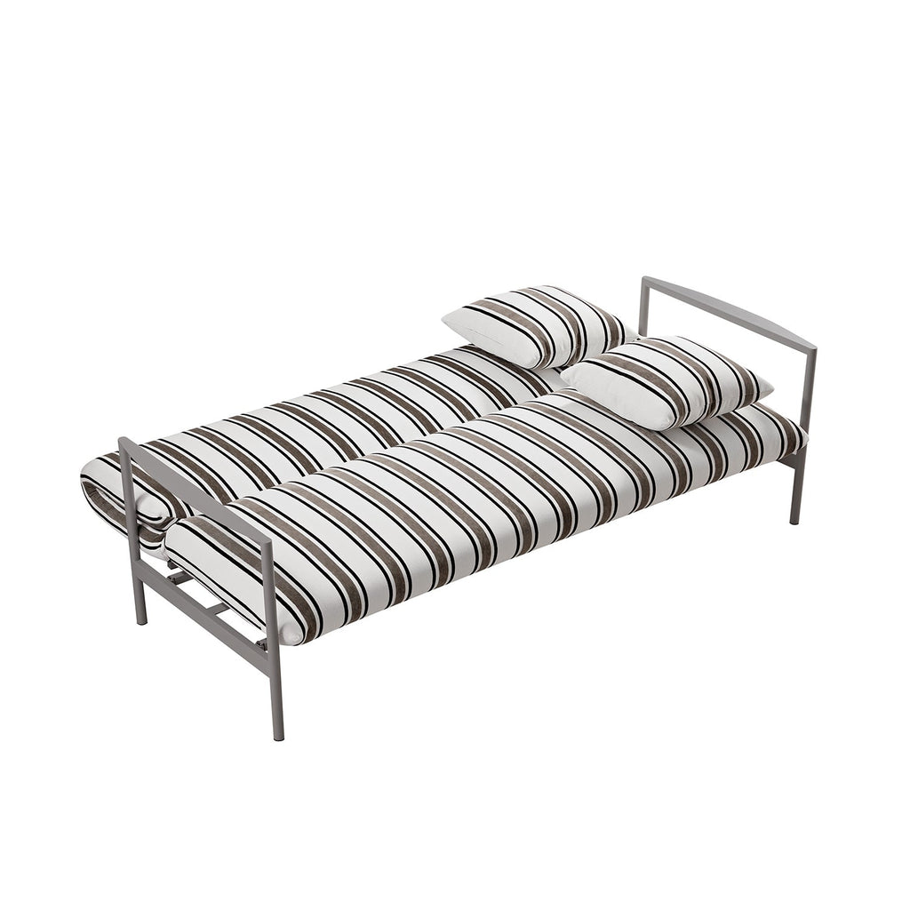Linea Three Seater Sofa Bed, Taupe Striped Chenille