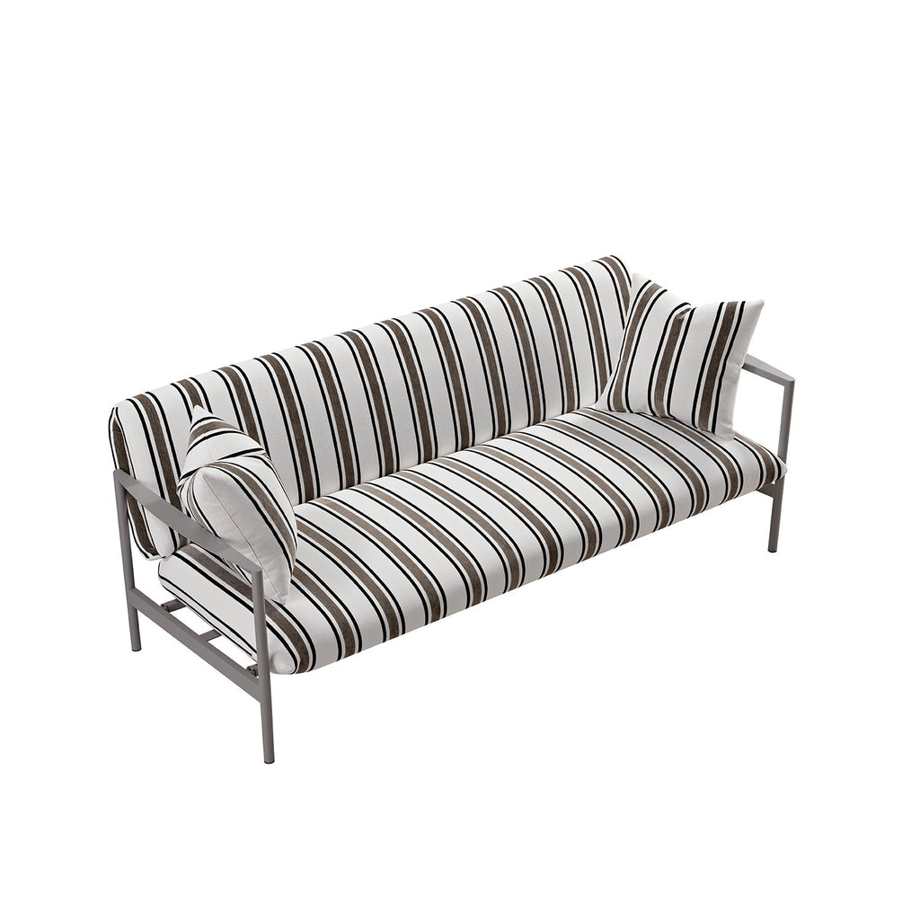 Linea Three Seater Sofa Bed, Taupe Striped Chenille