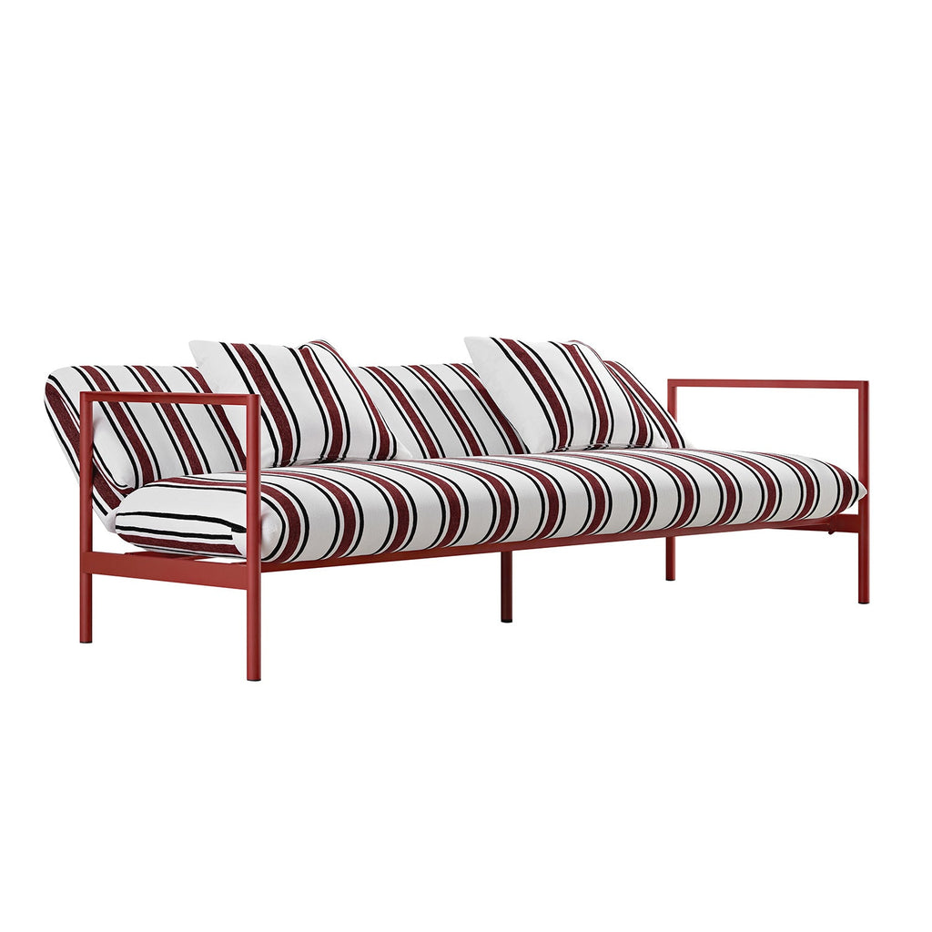 Linea Three Seater Sofa Bed, Maroon Red Striped Chenille