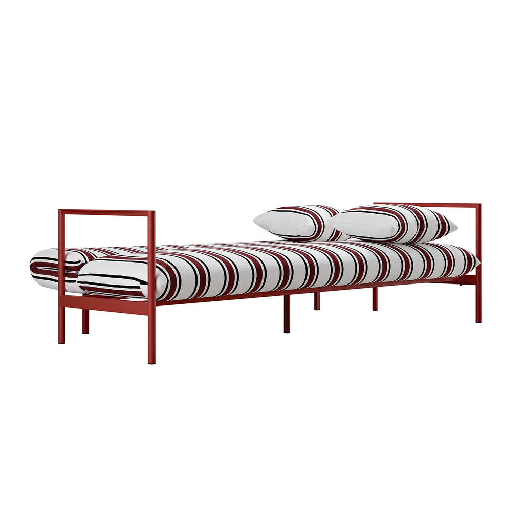 Linea Three Seater Sofa Bed, Maroon Red Striped Chenille