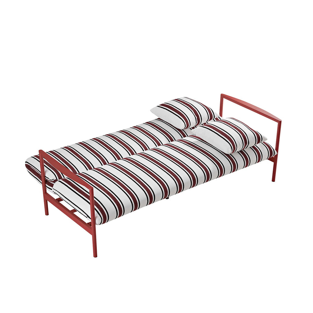 Linea Three Seater Sofa Bed, Maroon Red Striped Chenille