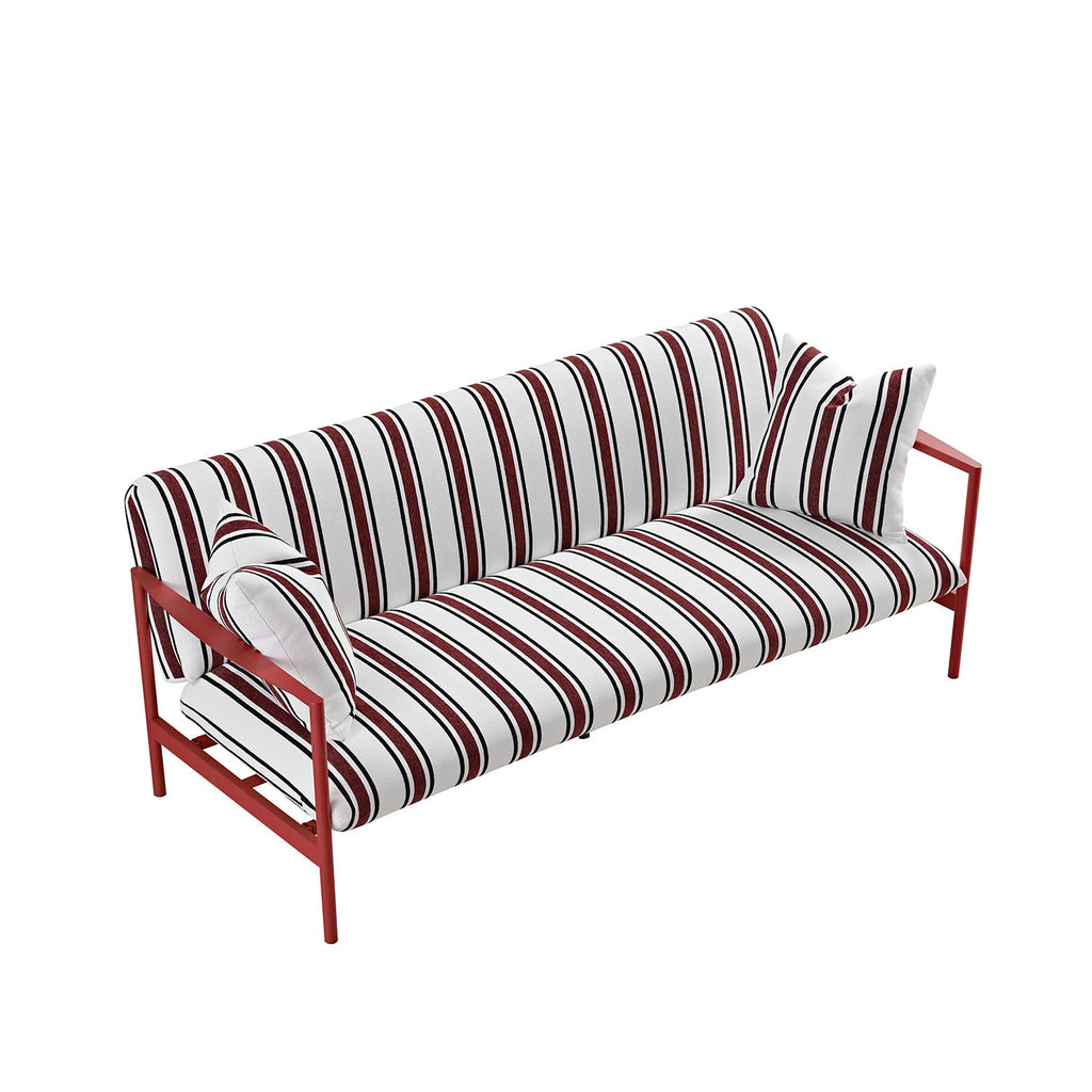 Linea Three Seater Sofa Bed, Maroon Red Striped Chenille