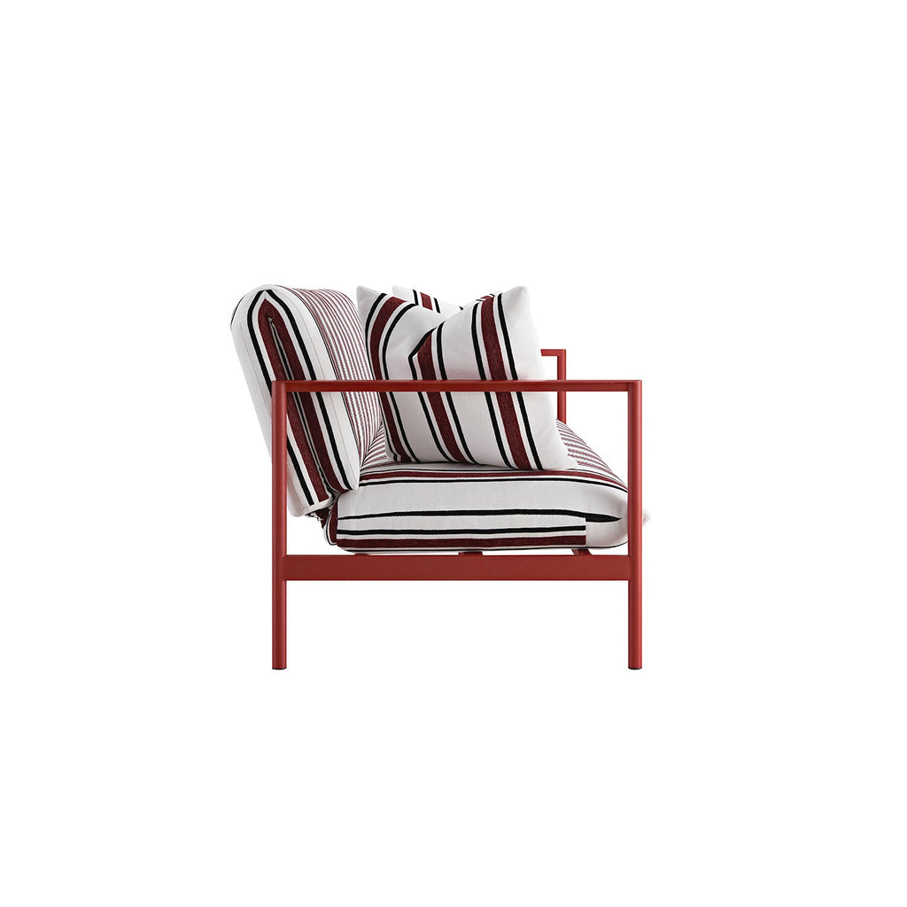 Linea Three Seater Sofa Bed, Maroon Red Striped Chenille