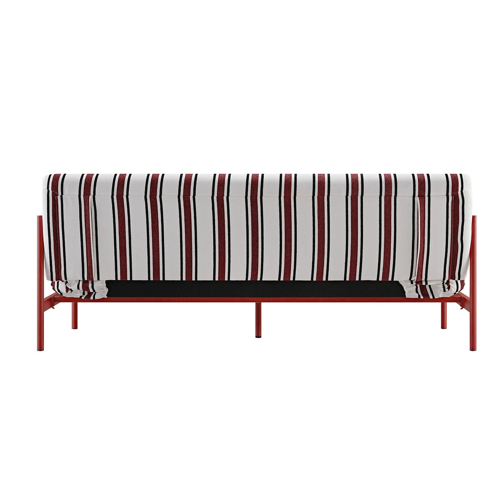 Linea Three Seater Sofa Bed, Maroon Red Striped Chenille
