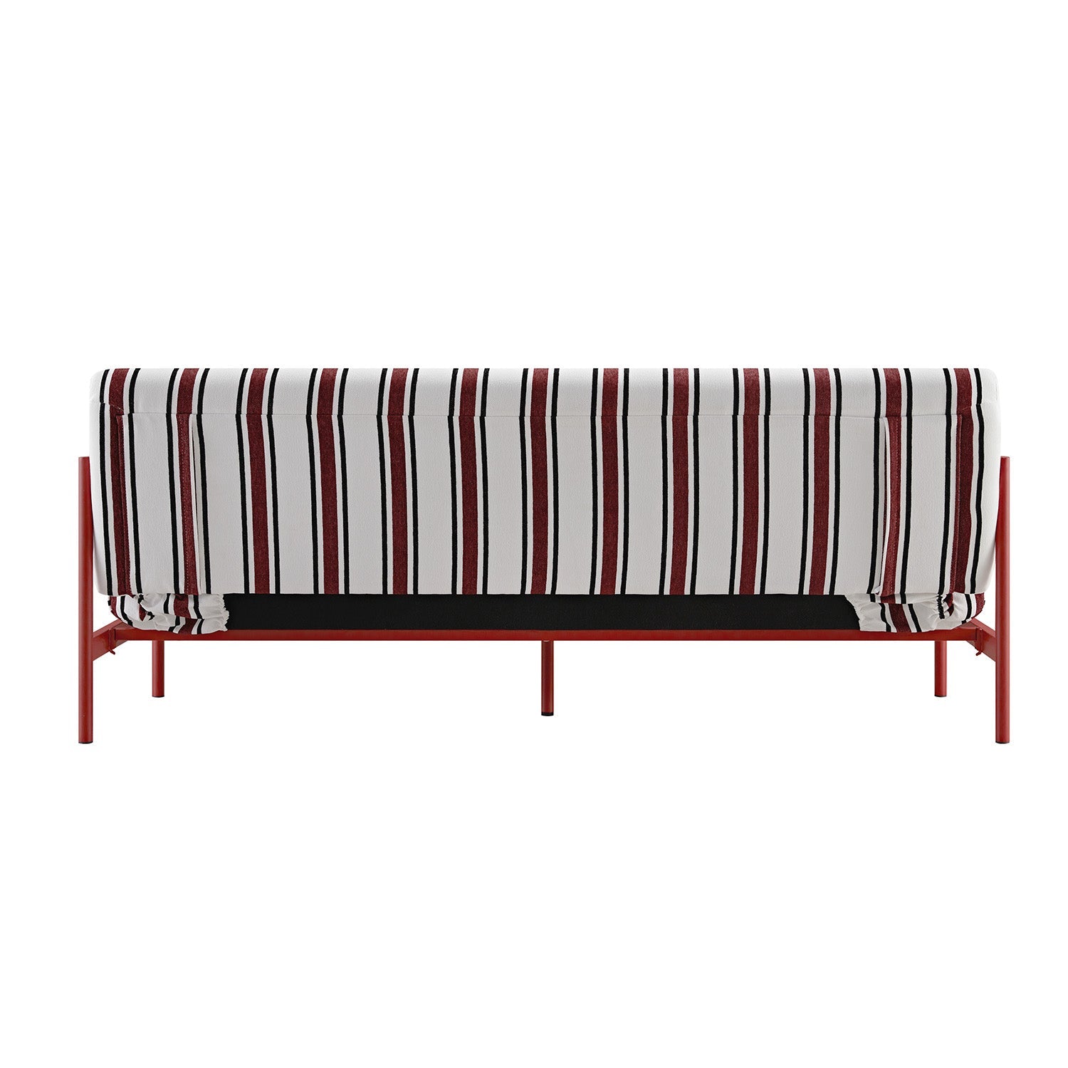 Linea Three Seater Sofa Bed, Maroon Red Striped Chenille