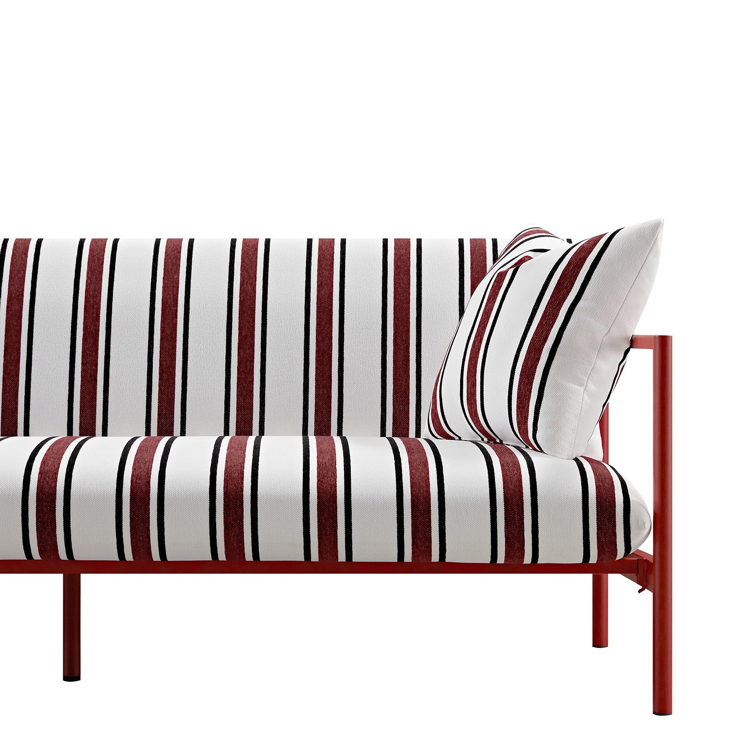 Linea Three Seater Sofa Bed, Maroon Red Striped Chenille
