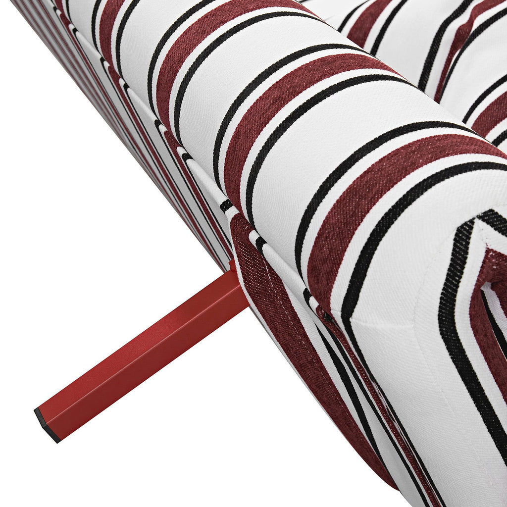 Linea Three Seater Sofa Bed, Maroon Red Striped Chenille