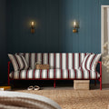 Linea Three Seater Sofa Bed, Maroon Red Striped Chenille