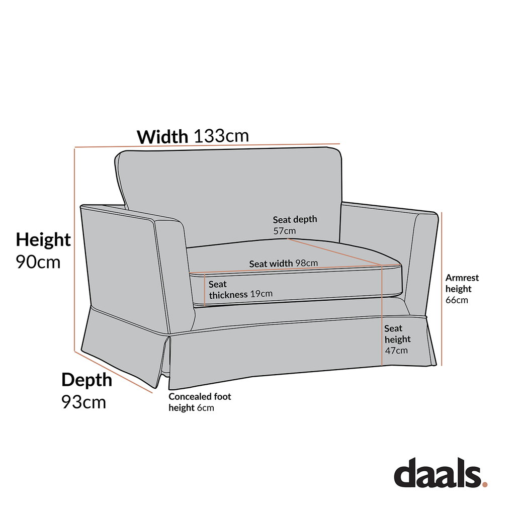 Fitz Skirted Loveseat, Apricot Linen Blend