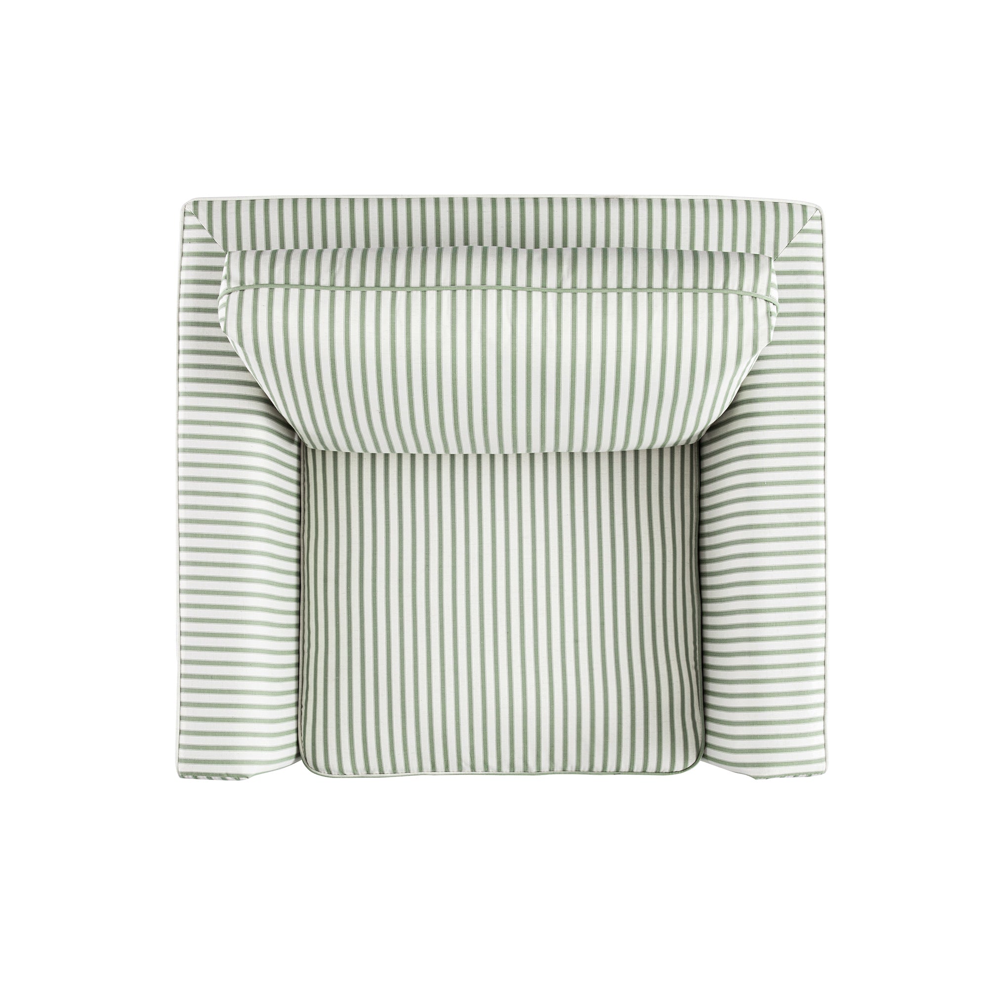 Fitz Skirted Armchair, Sage Striped Linen Blend