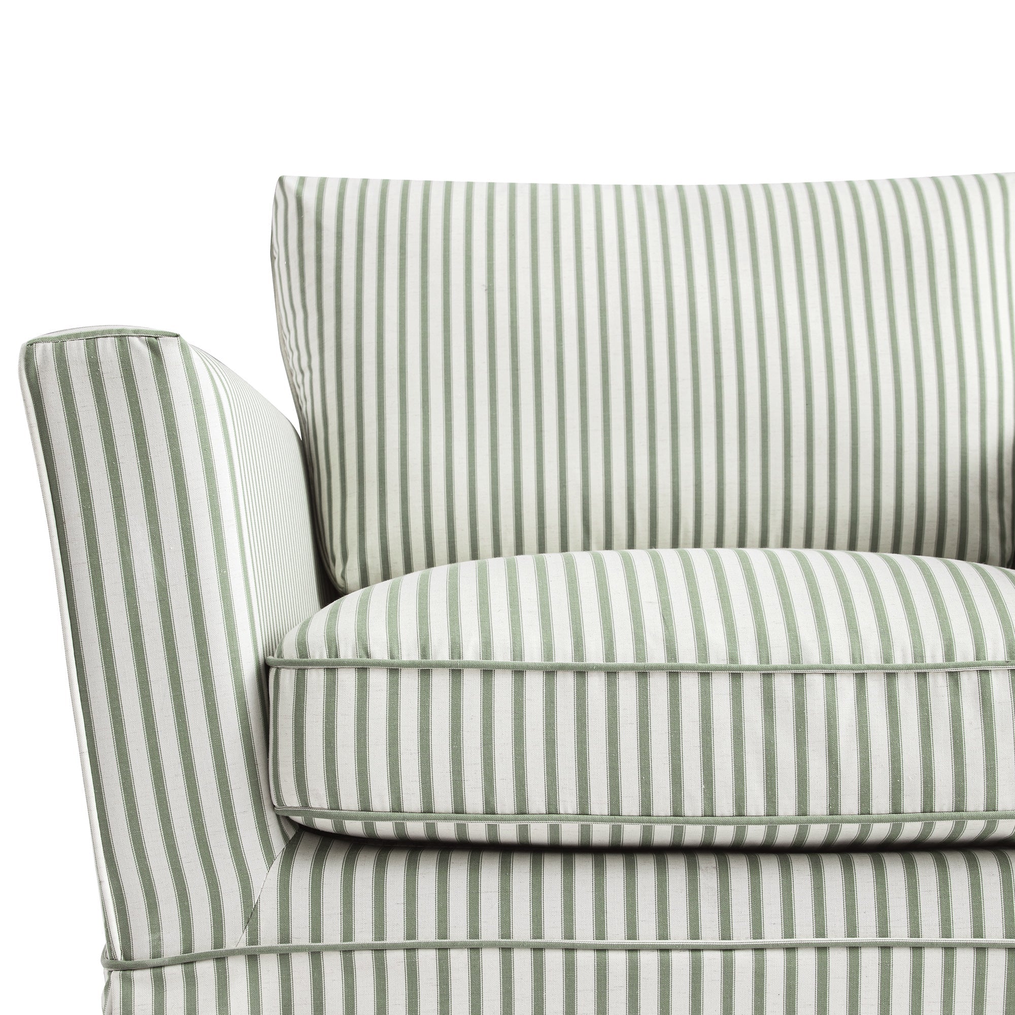 Fitz Skirted Armchair, Sage Striped Linen Blend