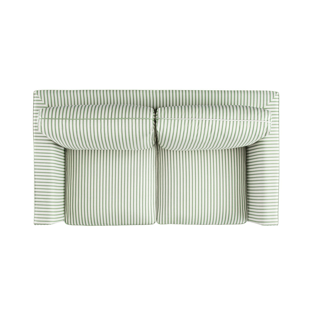 Fitz Skirted 2-Seater Sofa, Sage Striped Linen Blend