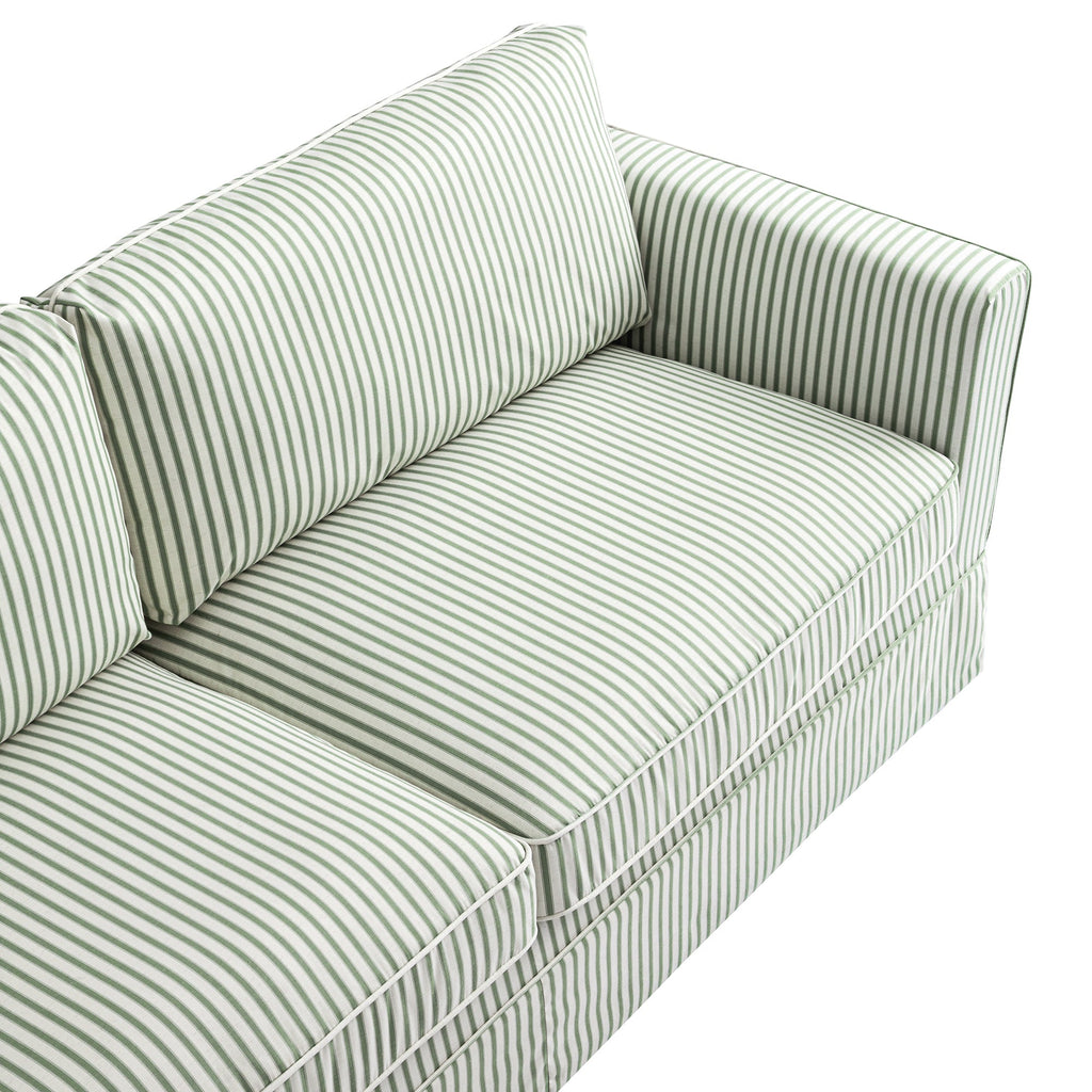 Fitz Skirted Large 3-Seater Sofa, Sage Striped Linen Blend