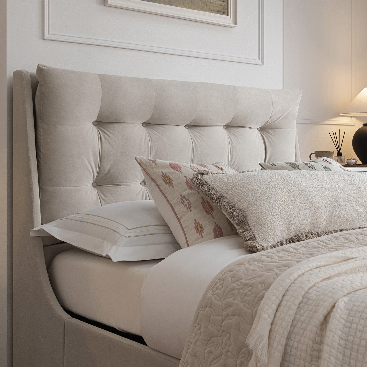 Hadley Champagne Velvet Ottoman TV Bed